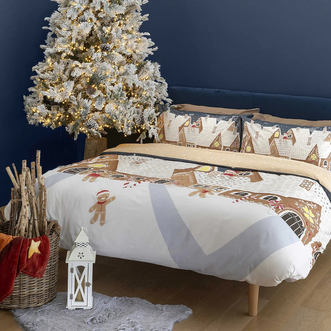 Completo Letto Piazza e Mezza con Stampa Digitale - Fantasia Sierra Sugar Gingerbread Multicolor - Amo La Casa Shop