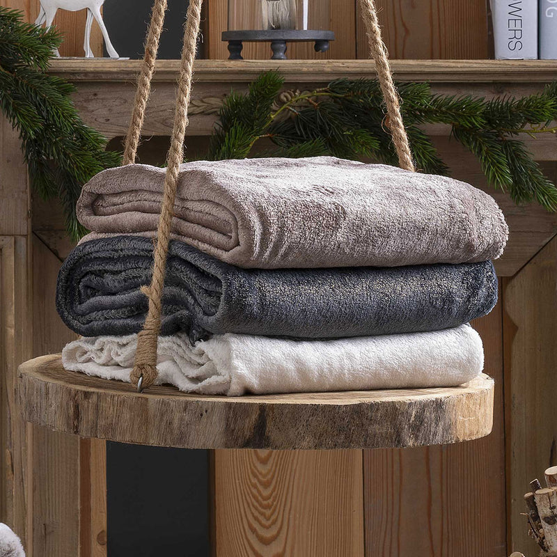 Coperta Everest 150x200 cm Himalayan Home Tinta Unita Beige - Amo La Casa Shop