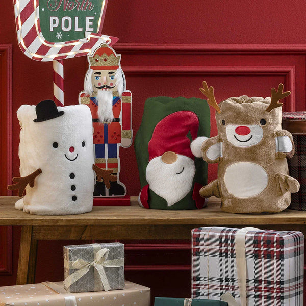 Plaid 120x160 cm Cute Pyrenees Present Santa Claus Red - Amo La Casa Shop