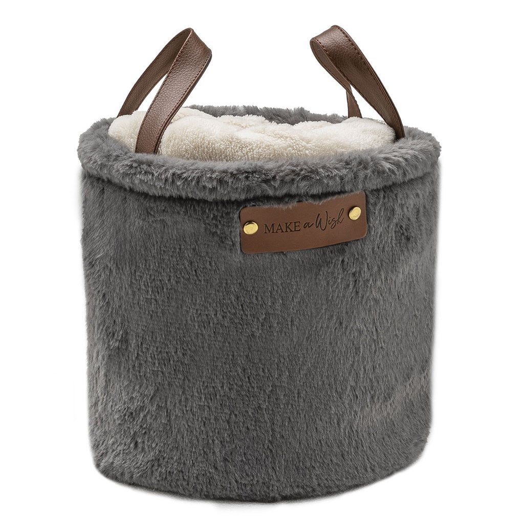 Plaid in Cesto 120x160 cm Yeti Himalayan Home Tinta Unita Grey/Beige - Amo La Casa Shop