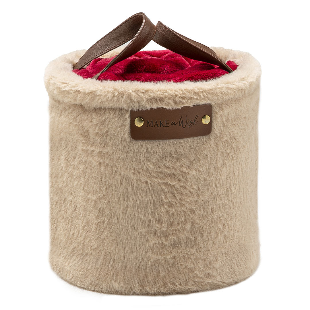 Plaid in Cesto 120x160 cm Yeti Himalayan Home Tinta Unita Beige/Red - Amo La Casa Shop