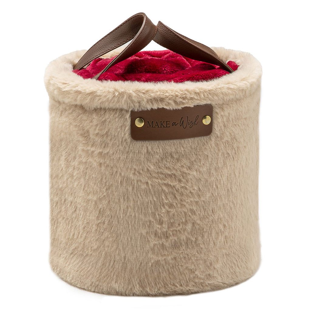 Plaid in Cesto 120x160 cm Yeti Himalayan Home Tinta Unita Beige/Red - Amo La Casa Shop