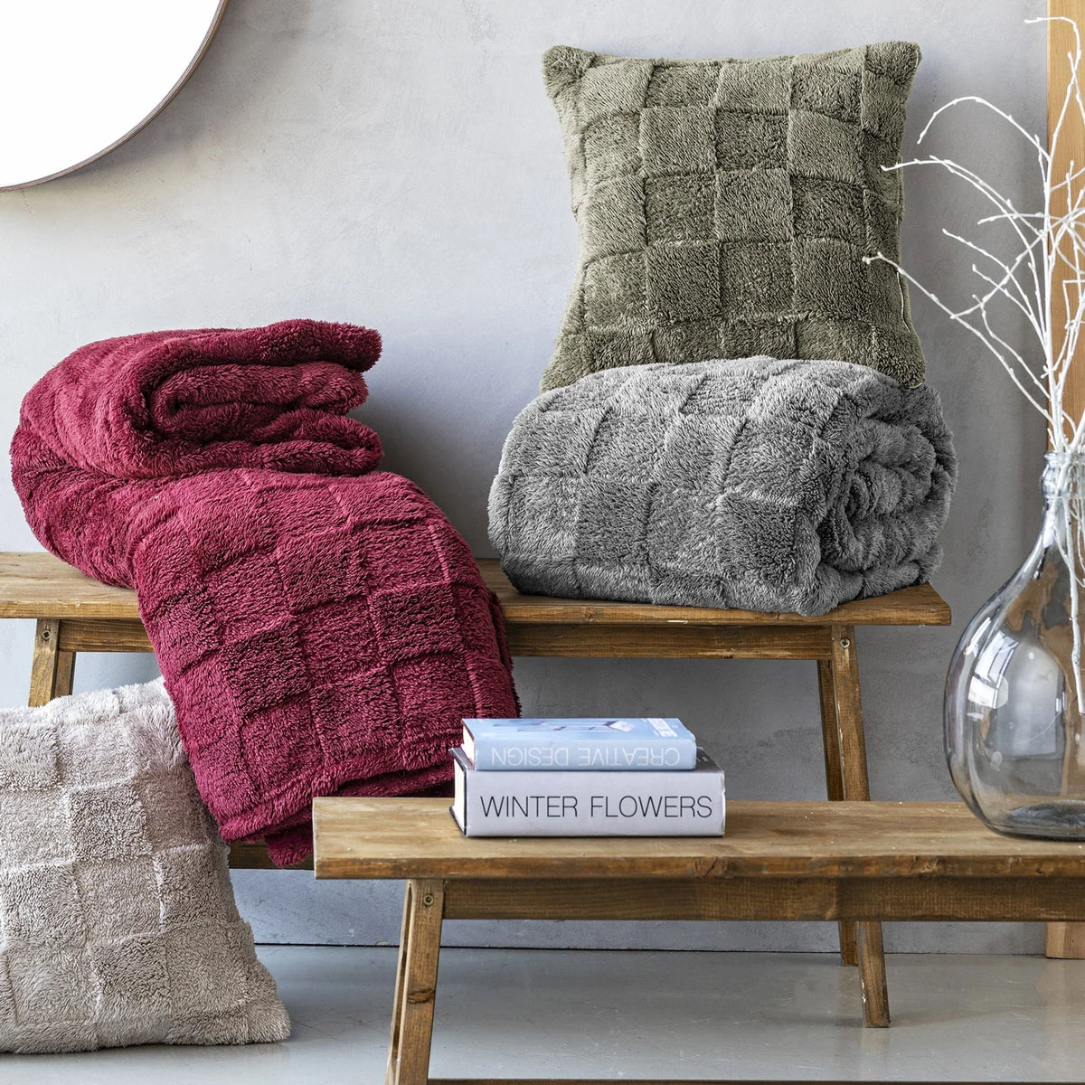 Coperta 150x200 cm Juniper Gin Tinta Unita Bordeaux - Amo La Casa Shop