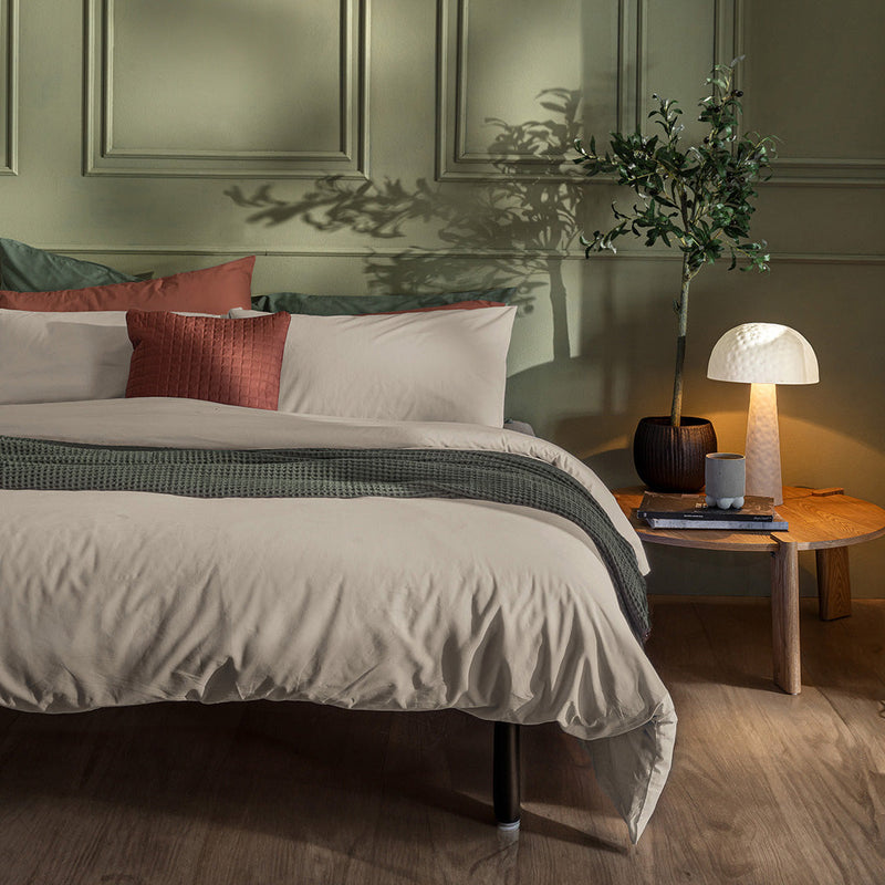 Di Maestro Parure Copripiumino Percalle 200  Matrimoniale Tinta Unita Birch