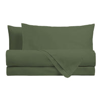Di Maestro Completo Letto Percalle 200  Matrimoniale Tinta Unita Olive
