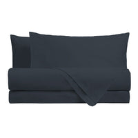 Di Maestro Completo Letto Percalle 200  Matrimoniale Tinta Unita Blue