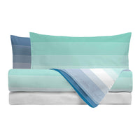 Completo Letto Matrimoniale in Cotone con Stampa - Fantasia Shades Blue Marine