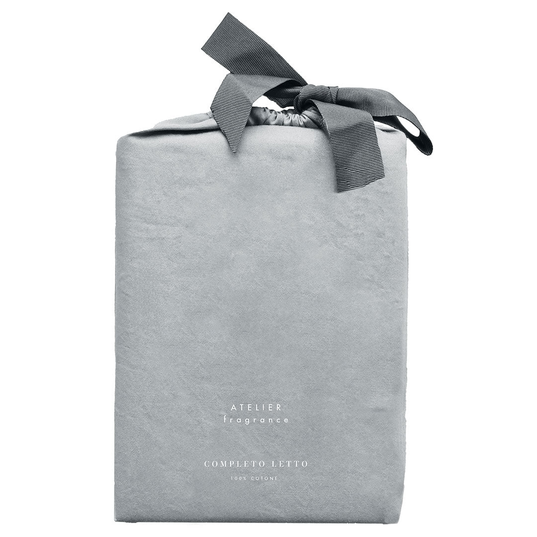 Completo Letto Matrimoniale in Cotone Atelier Fragrance Tinta Unita Silver Sky