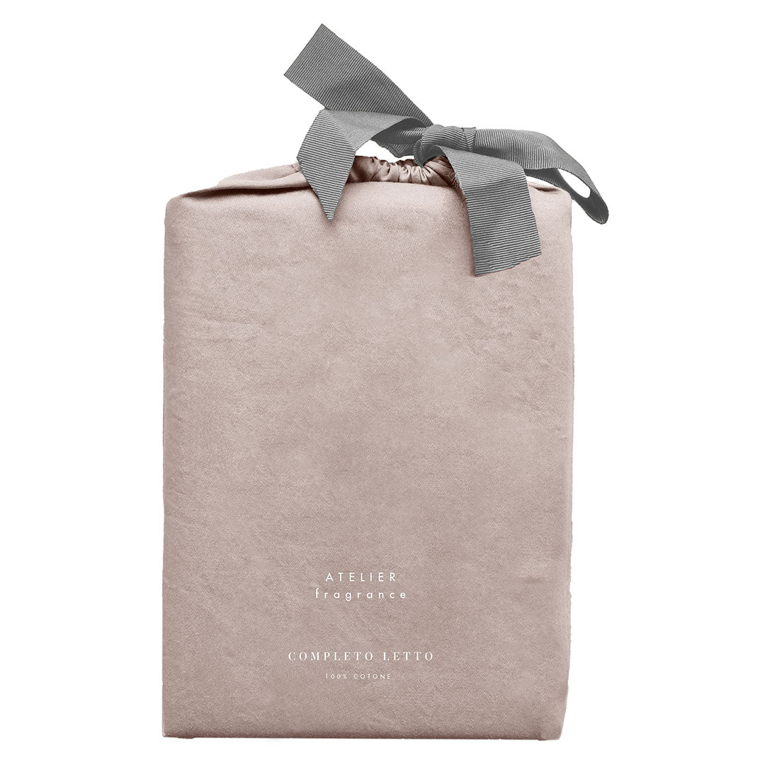 Completo Letto Singolo in Cotone Atelier Fragrance Tinta Unita Powder Pink