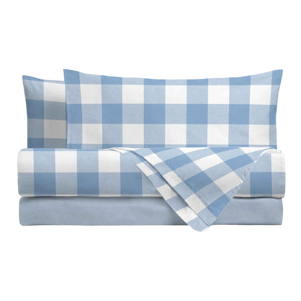 Completo Letto Matrimoniale in Cotone con Stampa - Fantasia Secret Garden Leonard Light Blue