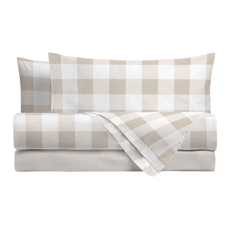 Completo Letto Matrimoniale in Cotone con Stampa - Fantasia Secret Garden Leonard Beige