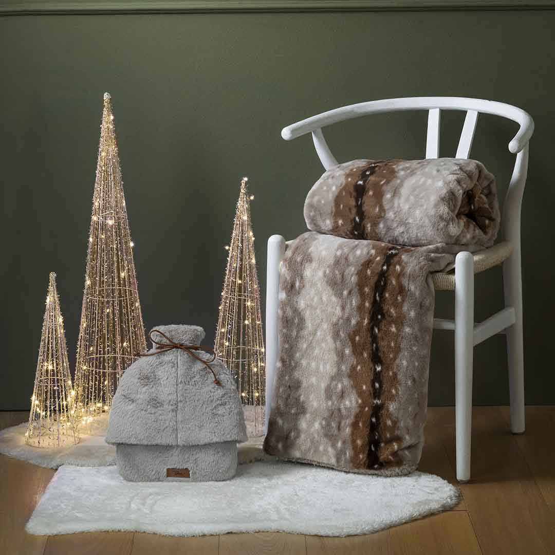 THUN® Maxi Plaid Himalaya 130x170 Bosco D'Inverno - Fantasia Renna Deer Stone
