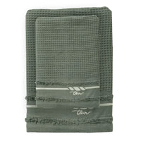 THUN® Set 2 Asciugamani Country Bloom 40x60 + 60x100 cm Tinta Unita Green - Amo La Casa Shop
