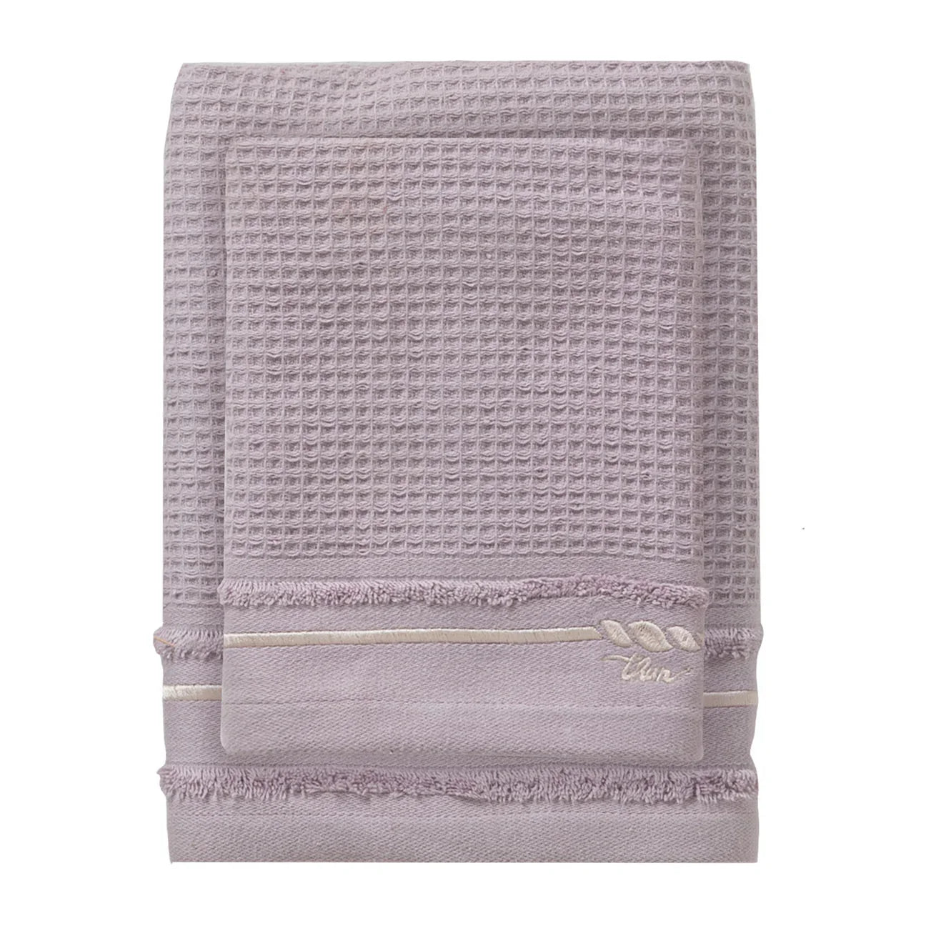 THUN® Set 2 Asciugamani Country Bloom 40x60 + 60x100 cm Tinta Unita Lilac - Amo La Casa Shop