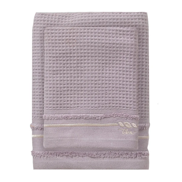 THUN® Set 2 Asciugamani Country Bloom 40x60 + 60x100 cm Tinta Unita Lilac - Amo La Casa Shop