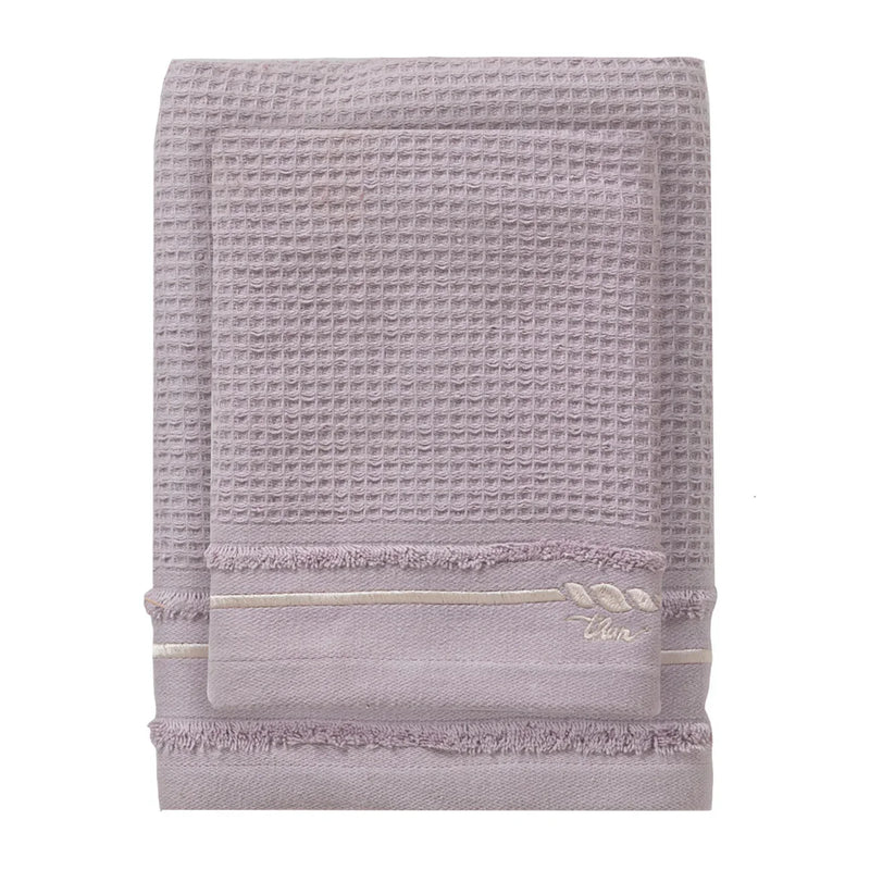 THUN® Set 2 Asciugamani Country Bloom 40x60 + 60x100 cm Tinta Unita Lilac - Amo La Casa Shop