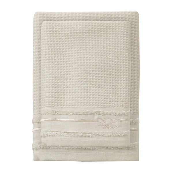 THUN® Set 2 Asciugamani Country Bloom 40x60 + 60x100 cm Tinta Unita Cream - Amo La Casa Shop