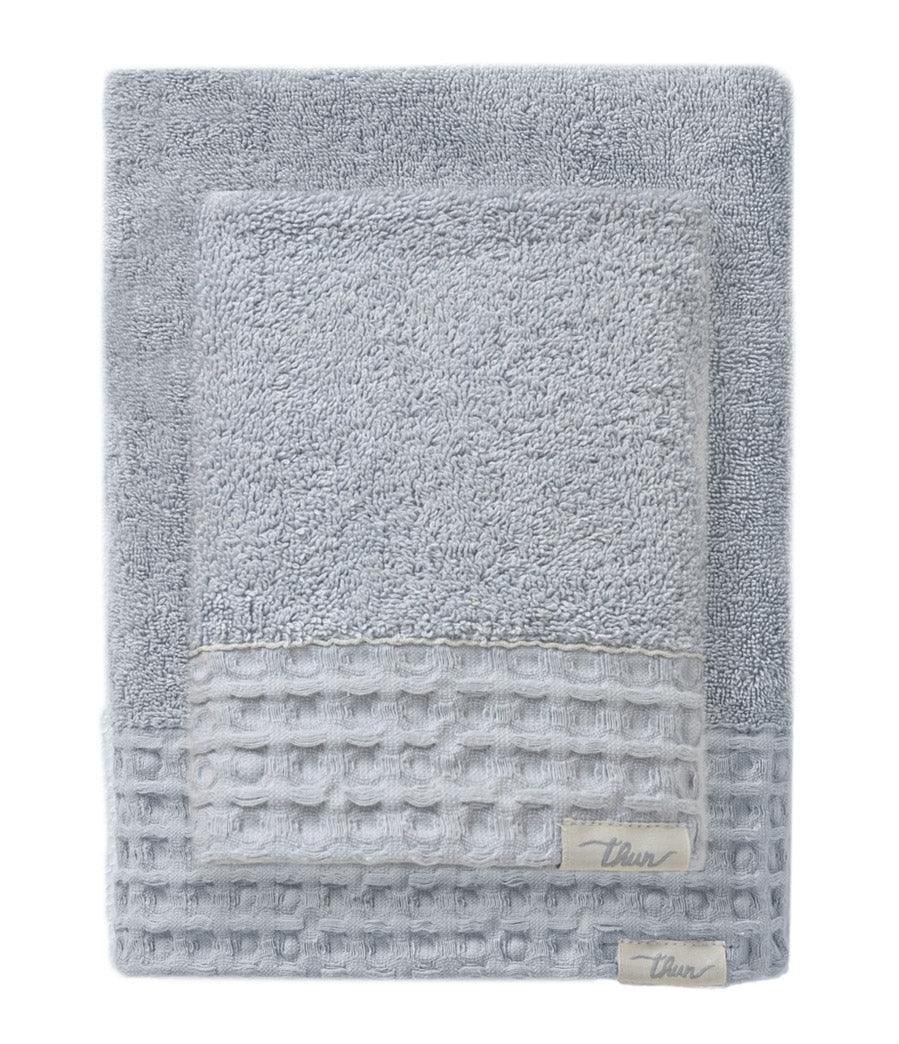 THUN® Set 2 Asciugamani Iconic Elegance 40x60 + 60x100 cm Tinta Unita Light Blue - Amo La Casa Shop