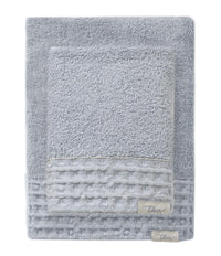 THUN® Set 2 Asciugamani Iconic Elegance 40x60 + 60x100 cm Tinta Unita Light Blue - Amo La Casa Shop