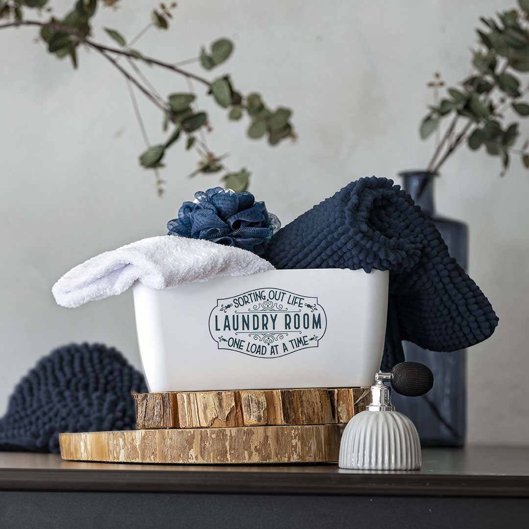 Set Bagno Gin Tinta Unita Blu Scuro - Amo La Casa Shop