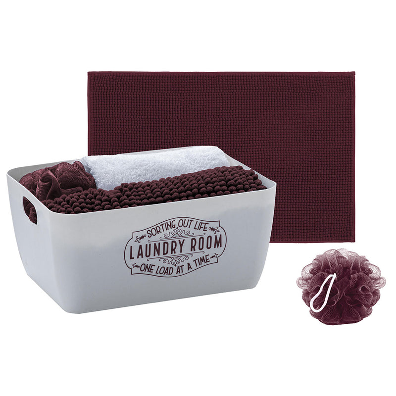 Set Bagno Gin Tinta Unita Blu Bordeaux - Amo La Casa Shop