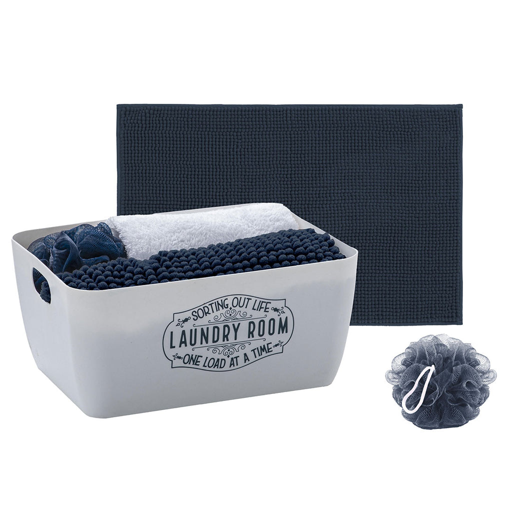 Set Bagno Gin Tinta Unita Blu Scuro - Amo La Casa Shop