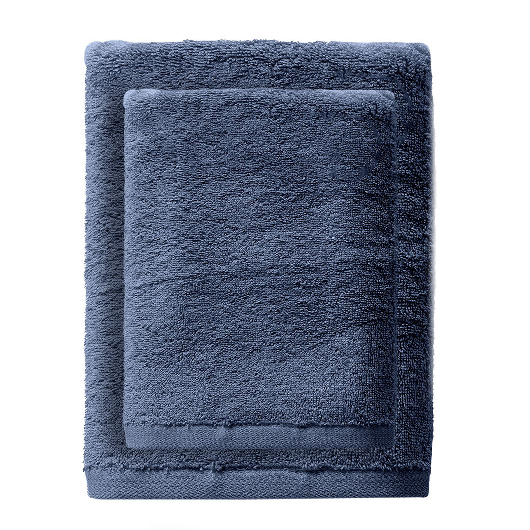 Set 2 Asciugamani in Spugna di Cotone Atelier Fragrance Standard Tinta Unita Blue