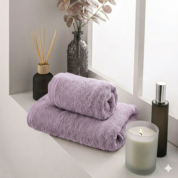 Set 2 Asciugamani in Spugna di Cotone Atelier Fragrance Standard Tinta Unita Lilac