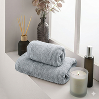 Asciugamano in Spugna di Cotone Atelier Fragrance 70x140 cm Tinta Unita Silver Sky