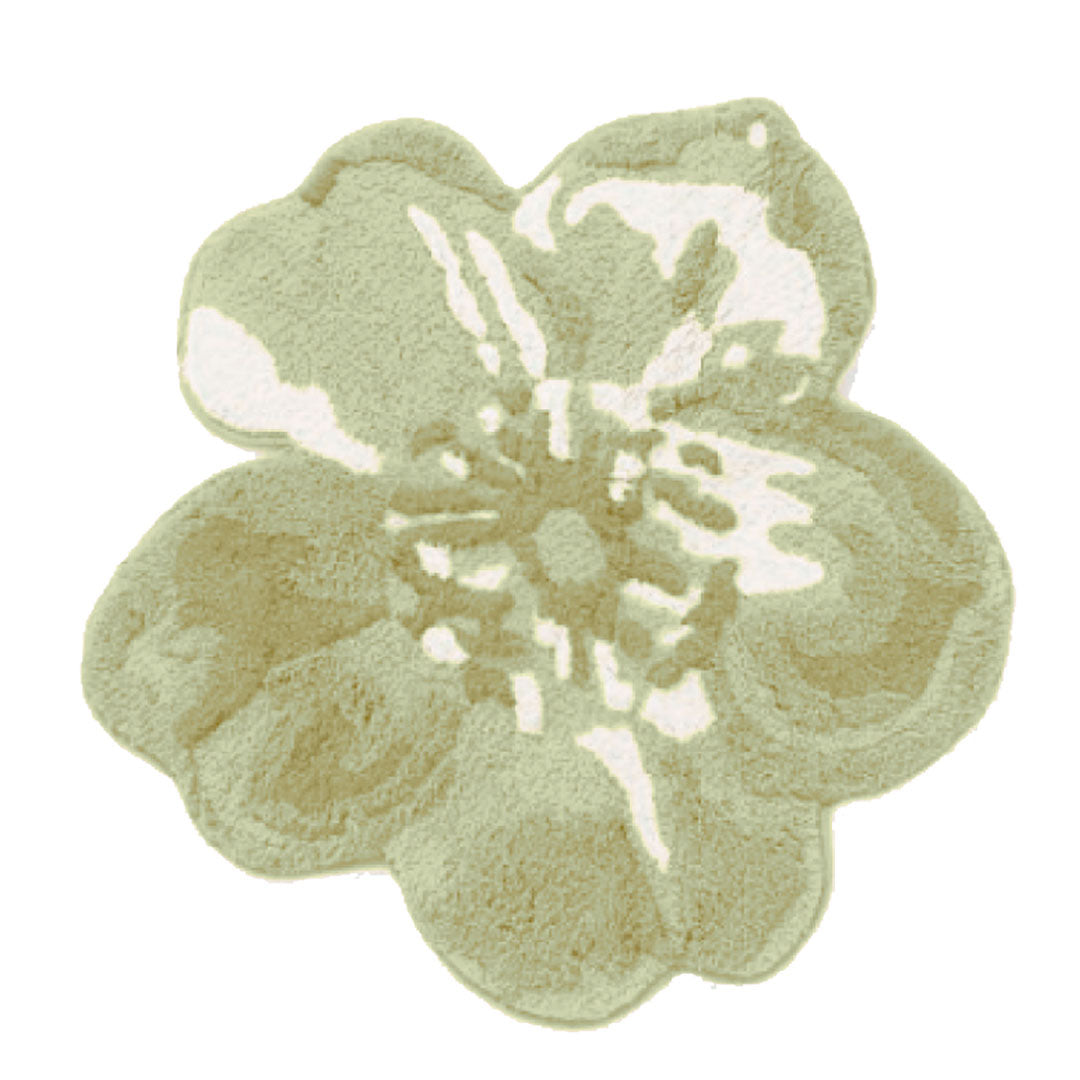THUN® Tappeto a Forma di Fiore Bloom Verde R-80 Tinta Unita Green