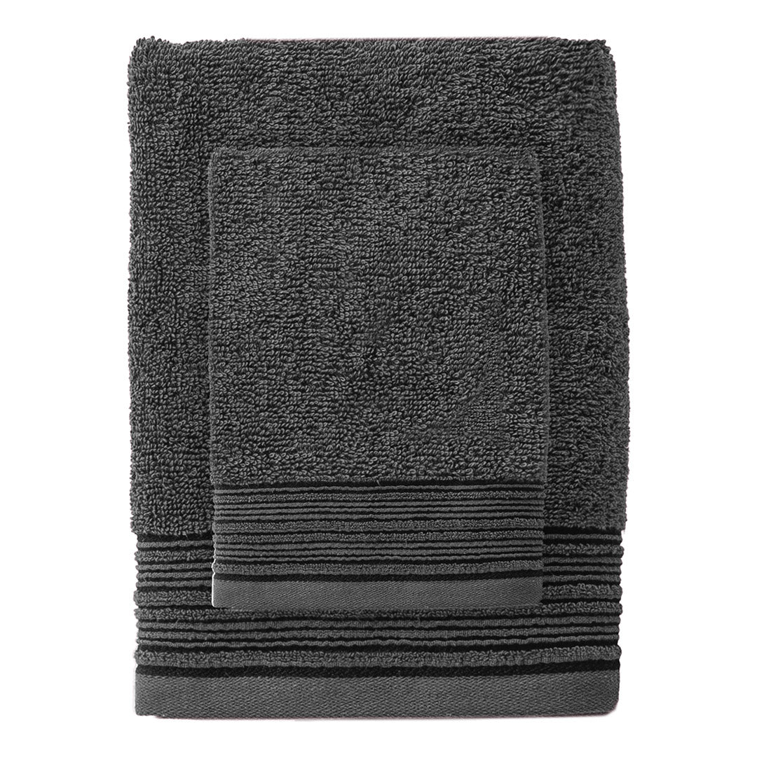 Set 2 Asciugamani Relax Me Standard Tinta Unita Dark Grey