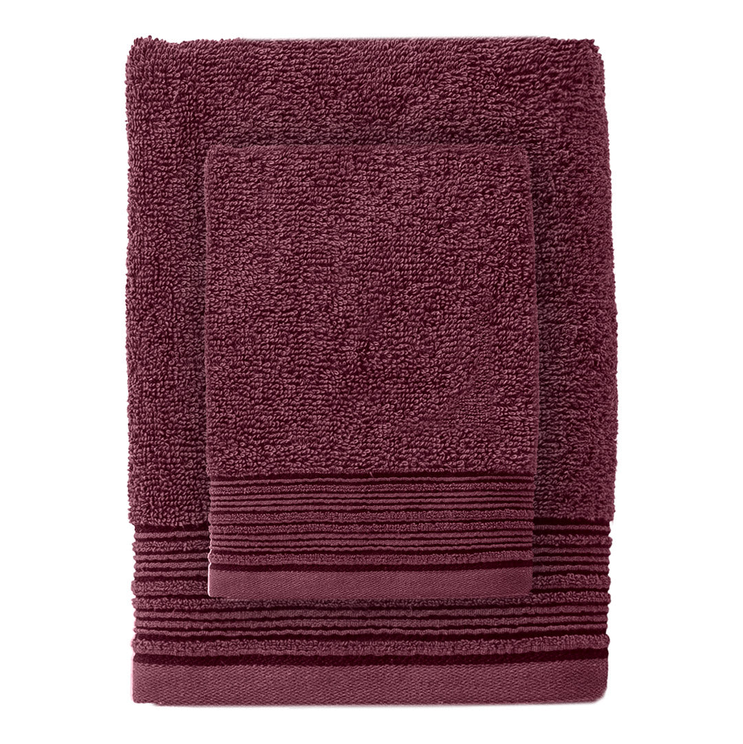 Set 2 Asciugamani Relax Me Standard Tinta Unita Burgundy