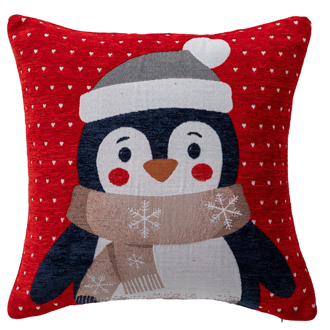 Cuscino Jacquard Comfy Knit 40x40 Penguin Red