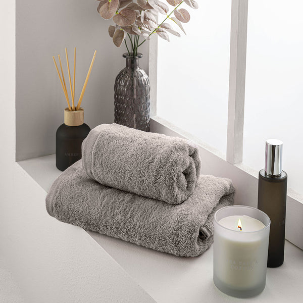 Asciugamano in Spugna di Cotone Atelier Fragrance 70x140 cm Tinta Unita Ash Grey