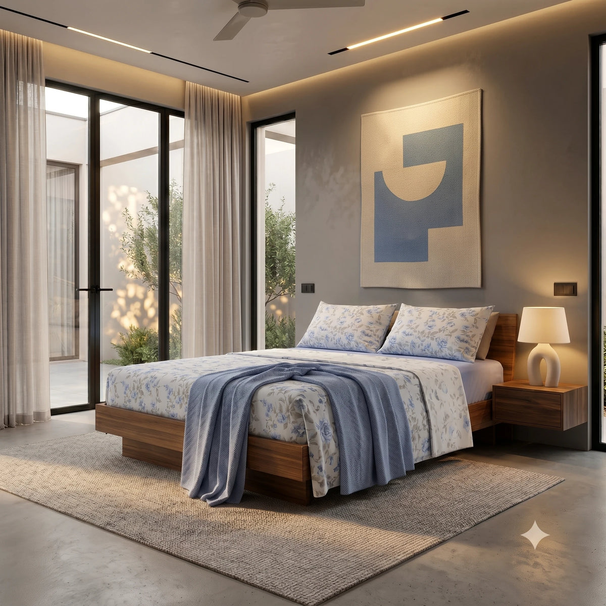 Completo Letto Matrimoniale Basic Amanda Blue