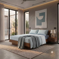 Completo Letto Matrimoniale in Cotone con Stampa - Fantasia Cornelia Blue