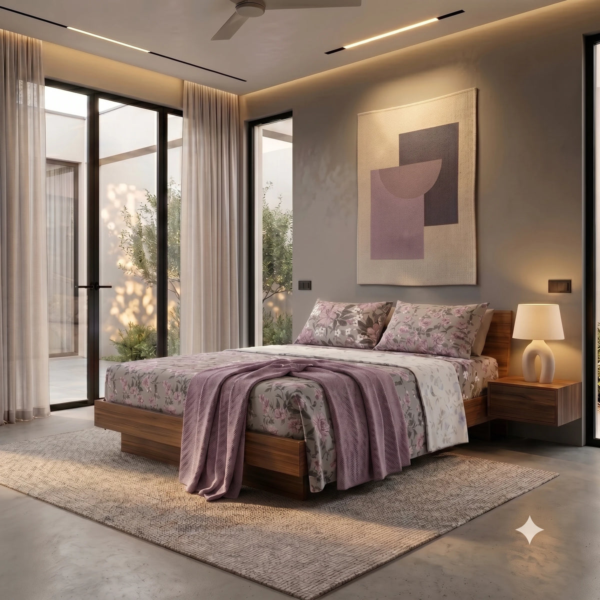 Completo Letto Matrimoniale Basic Phoebe Light Blue