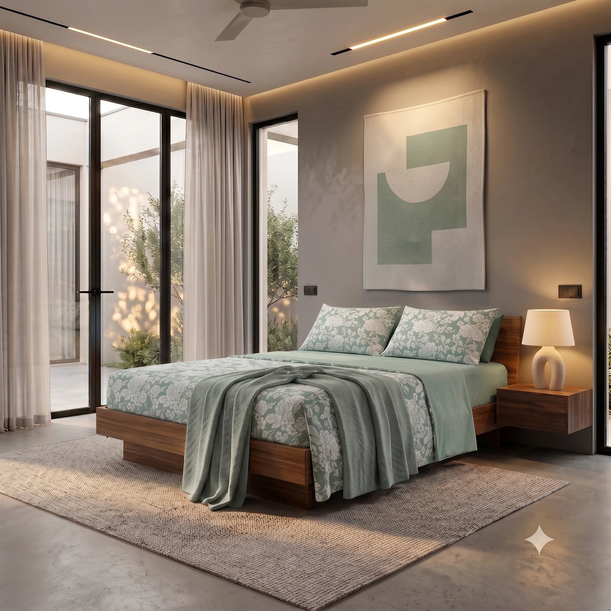 Completo Letto Matrimoniale Basic Syrah Green