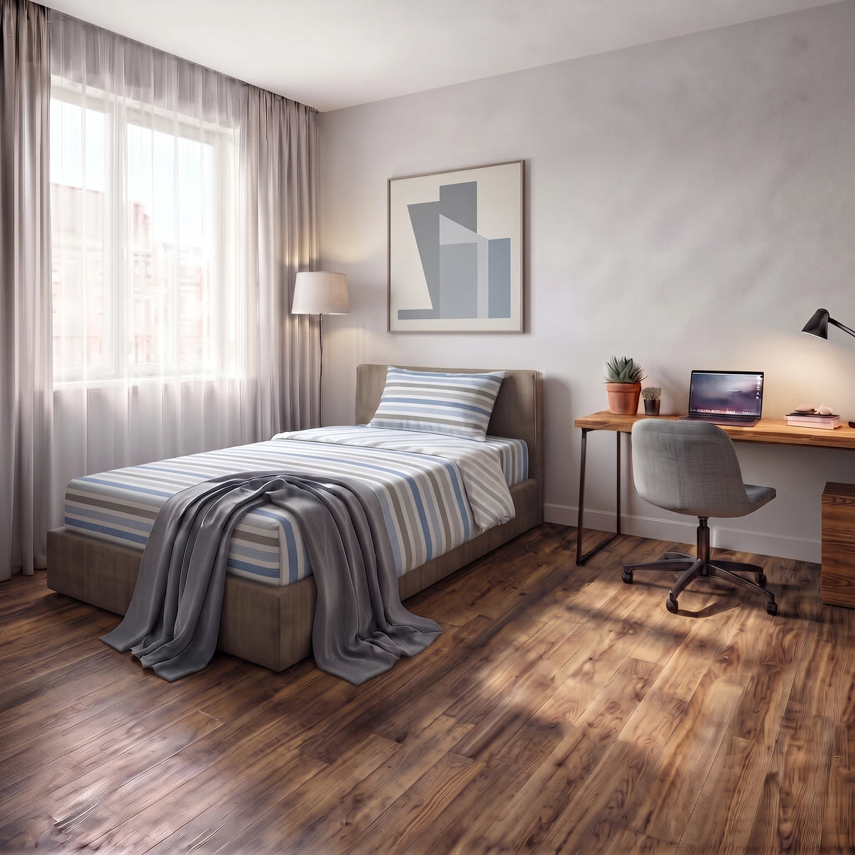 Completo Letto Singolo Basic - Fantasia Edwin Blue