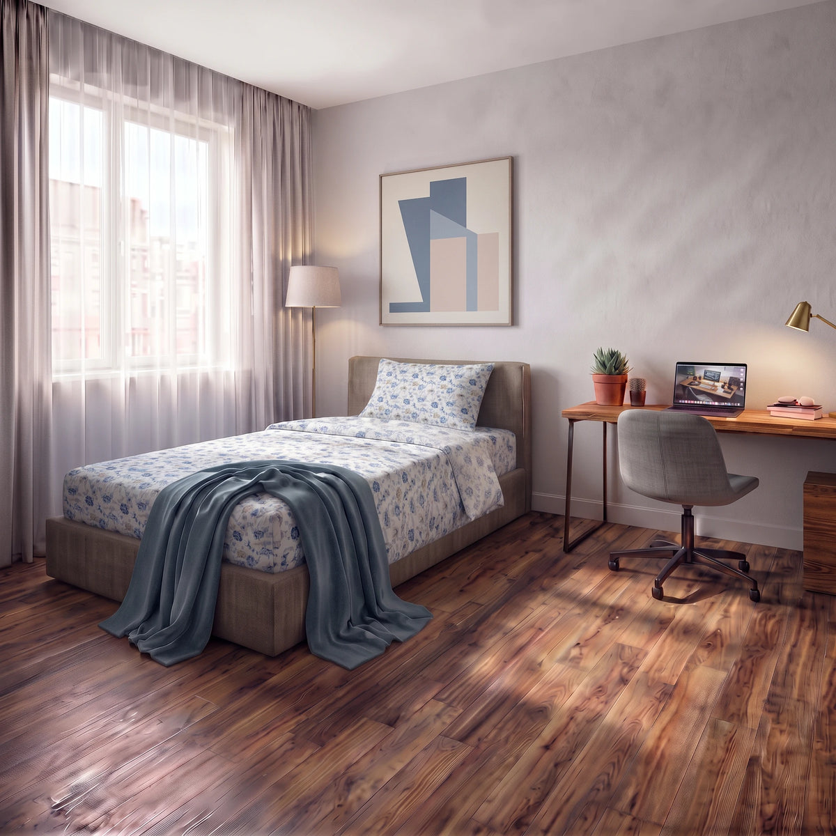 Completo Letto Singolo Basic - Fantasia Marlise Blue