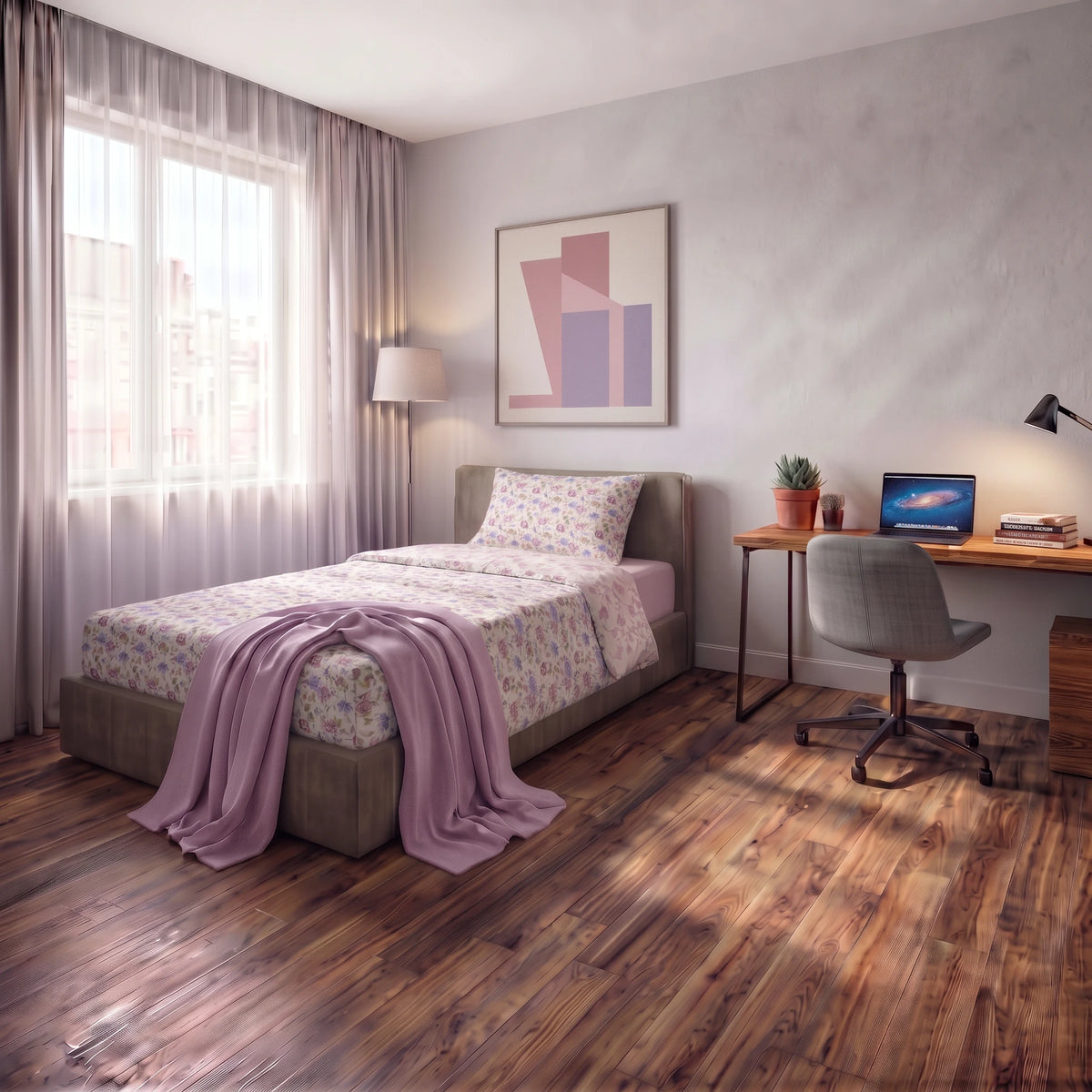 Completo Letto Singolo Basic - Fantasia Marlise Mauve