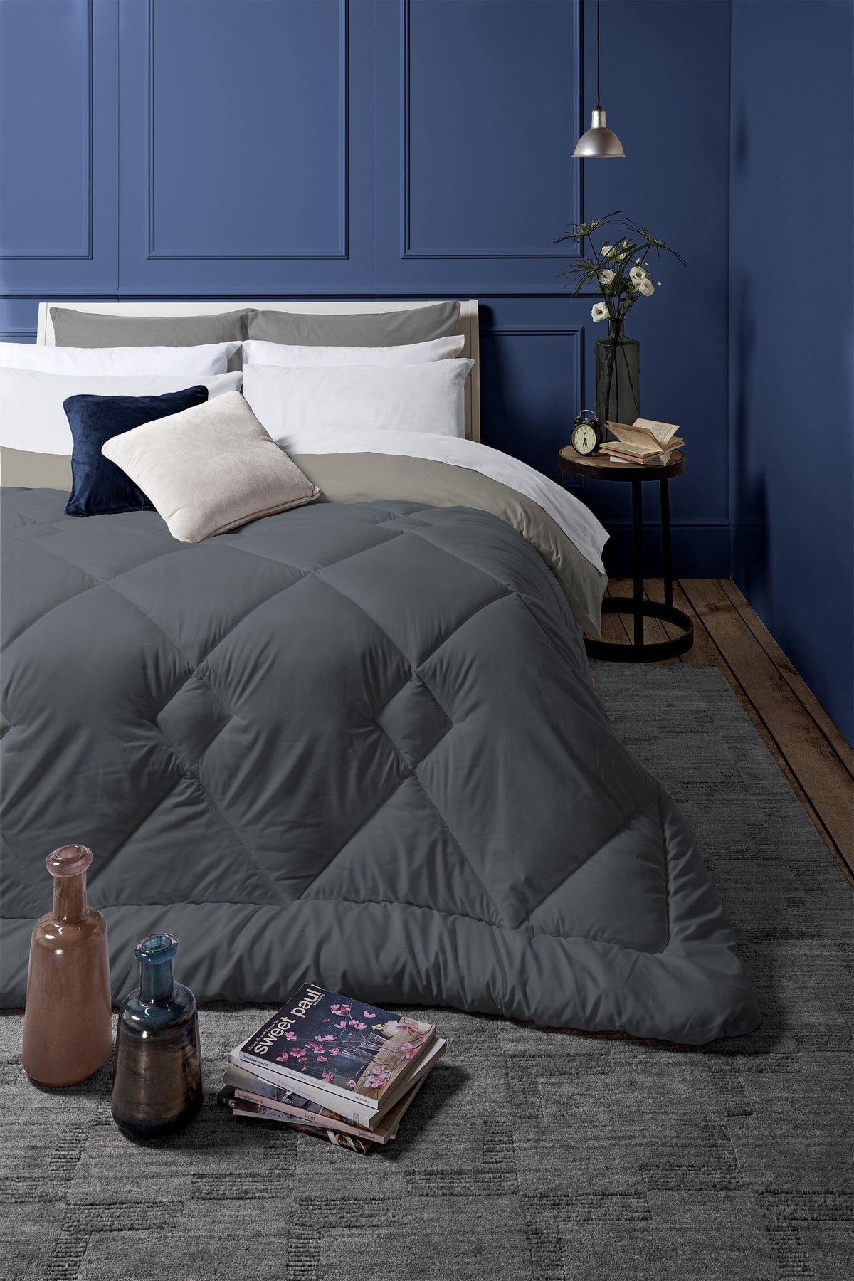 Trapunta Piazza e Mezza 210x250 cm Acqua Bicolore Blue/Beige - Amo La Casa Shop