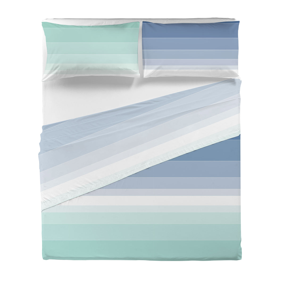 Completo Letto Matrimoniale in Cotone con Stampa - Fantasia Shades Blue Marine