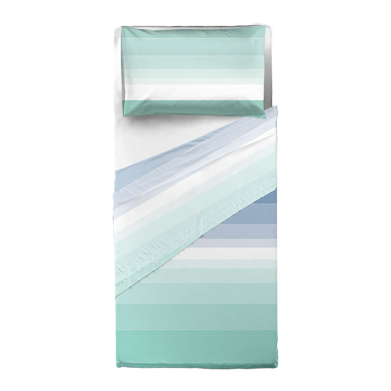 Completo Letto Singolo in Cotone con Stampa - Fantasia Shades Blue Marine