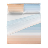 Completo Letto Matrimoniale in Cotone con Stampa - Fantasia Shades Light Blue Peach