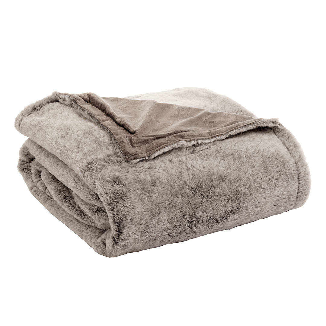 Happidea Coperta Fur 250x200 cm Tinta Unita Brown