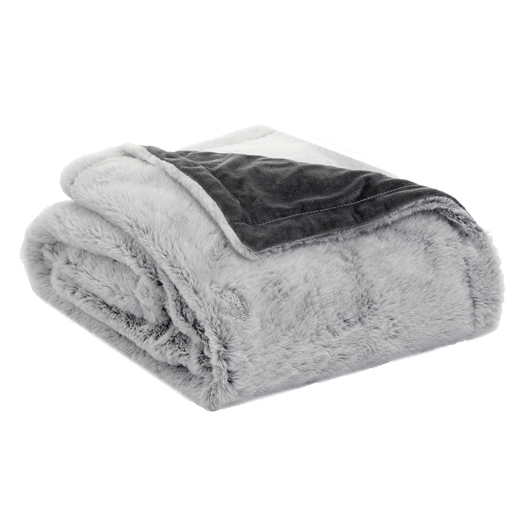 Happidea Coperta Fur 150x200 cm Tinta Unita Grey