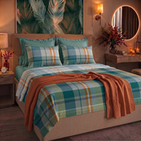 Completo Letto Matrimoniale in Cotone con Stampa - Fantasia Wrap Me Ralph Teal