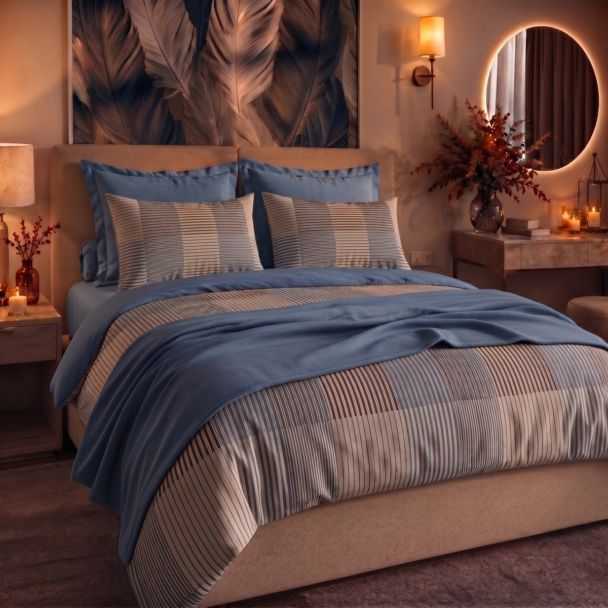 Parure Copripiumino Matrimoniale in Cotone con Stampa - Fantasia Dream Me Gilbert Blue