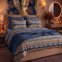 Parure Copripiumino Matrimoniale in Cotone con Stampa - Fantasia Dream Me Ysidro Blue